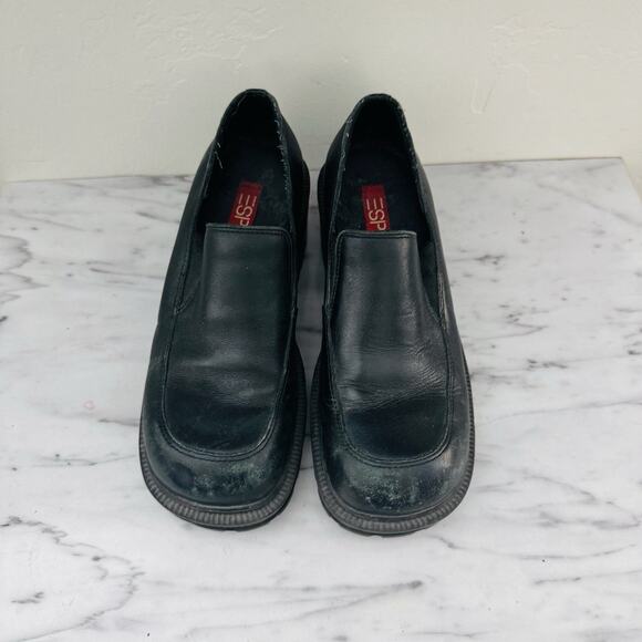 Esprit Black Leather Platform Loafers Women’s Size 6 - Picture 3 of 11